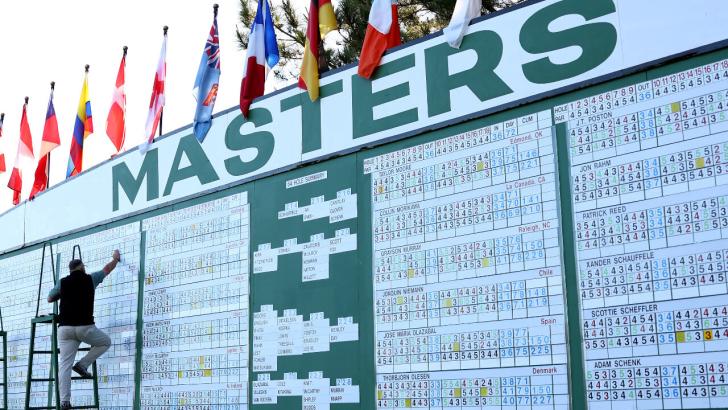 The famous Masters scoreboard at Augusta National